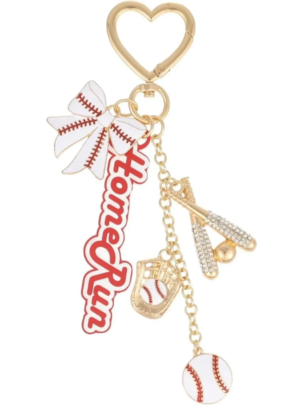 Home Run Baseball Bead Keychain Charm | Gameday Sport Bag Accessory